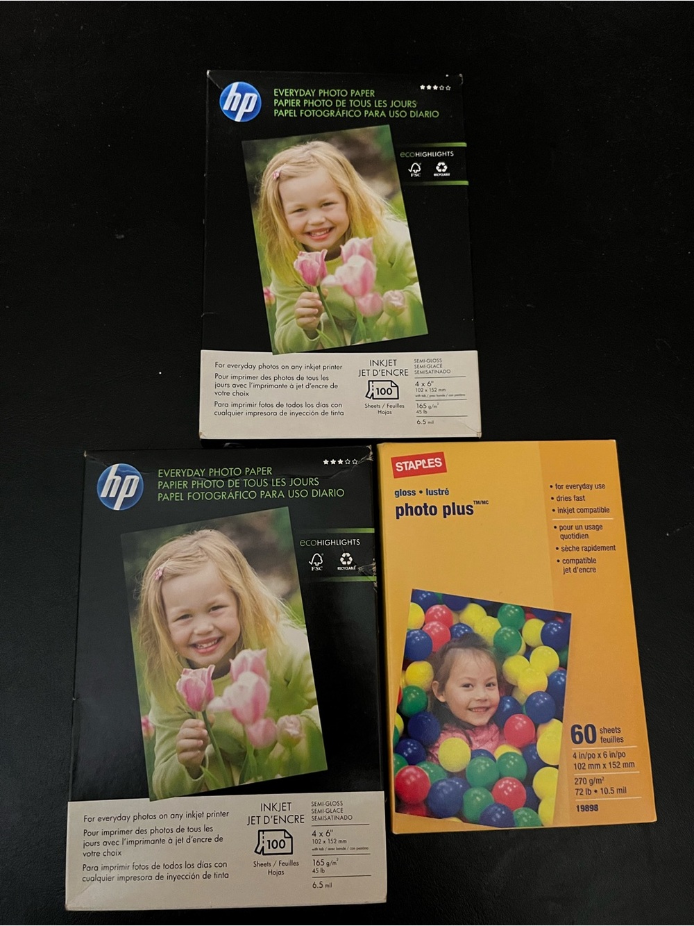 HP and Staples 4x6 inch Photo Paper-New